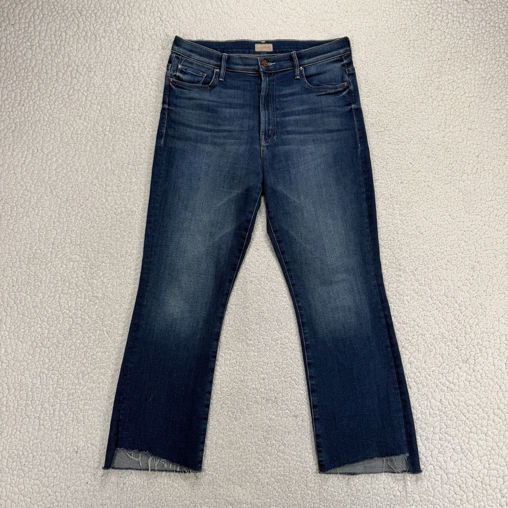 MOTHER The Insider Crop Step Fray Jeans Women's 31x26 Flare Y2K Boho Designer - Picture 2 of 13